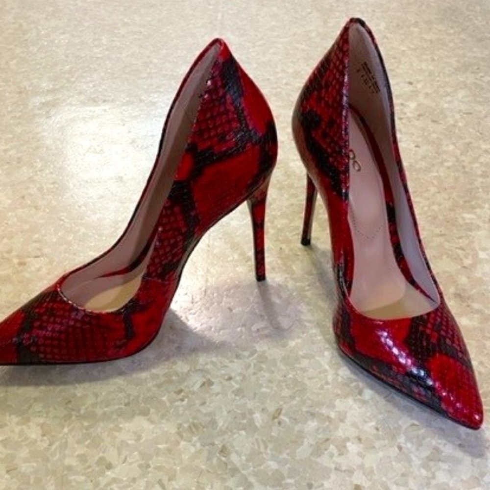 Aldo 'Cassedy' Womens Pumps - Stiletto Heel - Red Snakeskin - Size 5